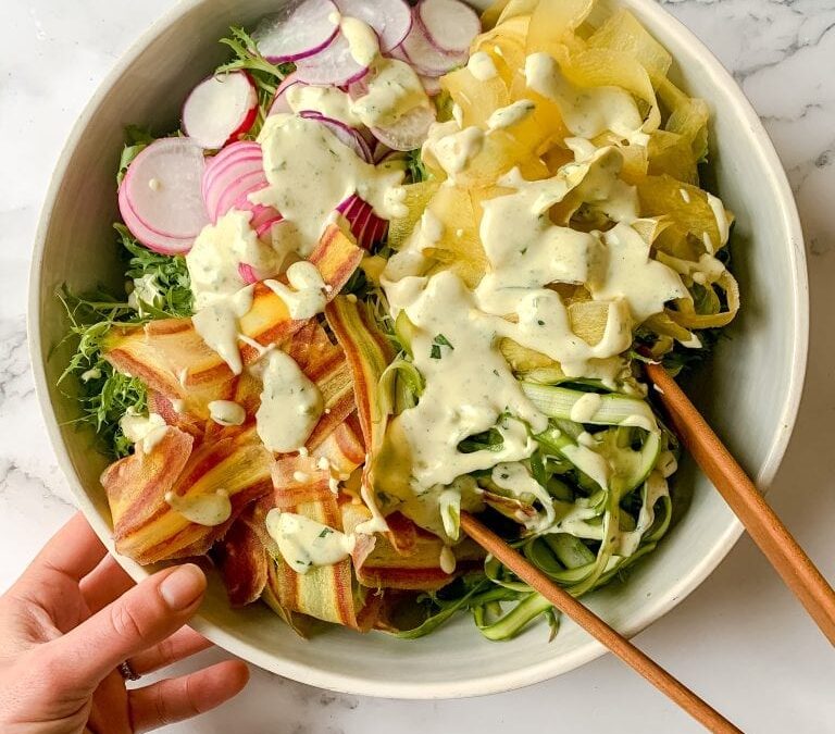 Shaved Spring Salad with Creamy Tarragon Vinaigrette