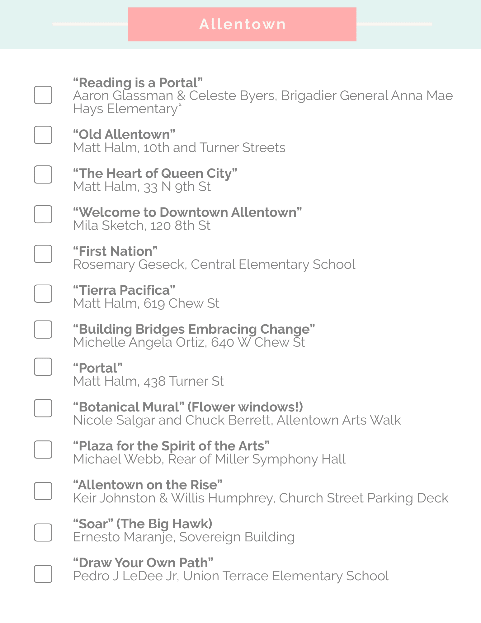 Mural Checklist- Allentown