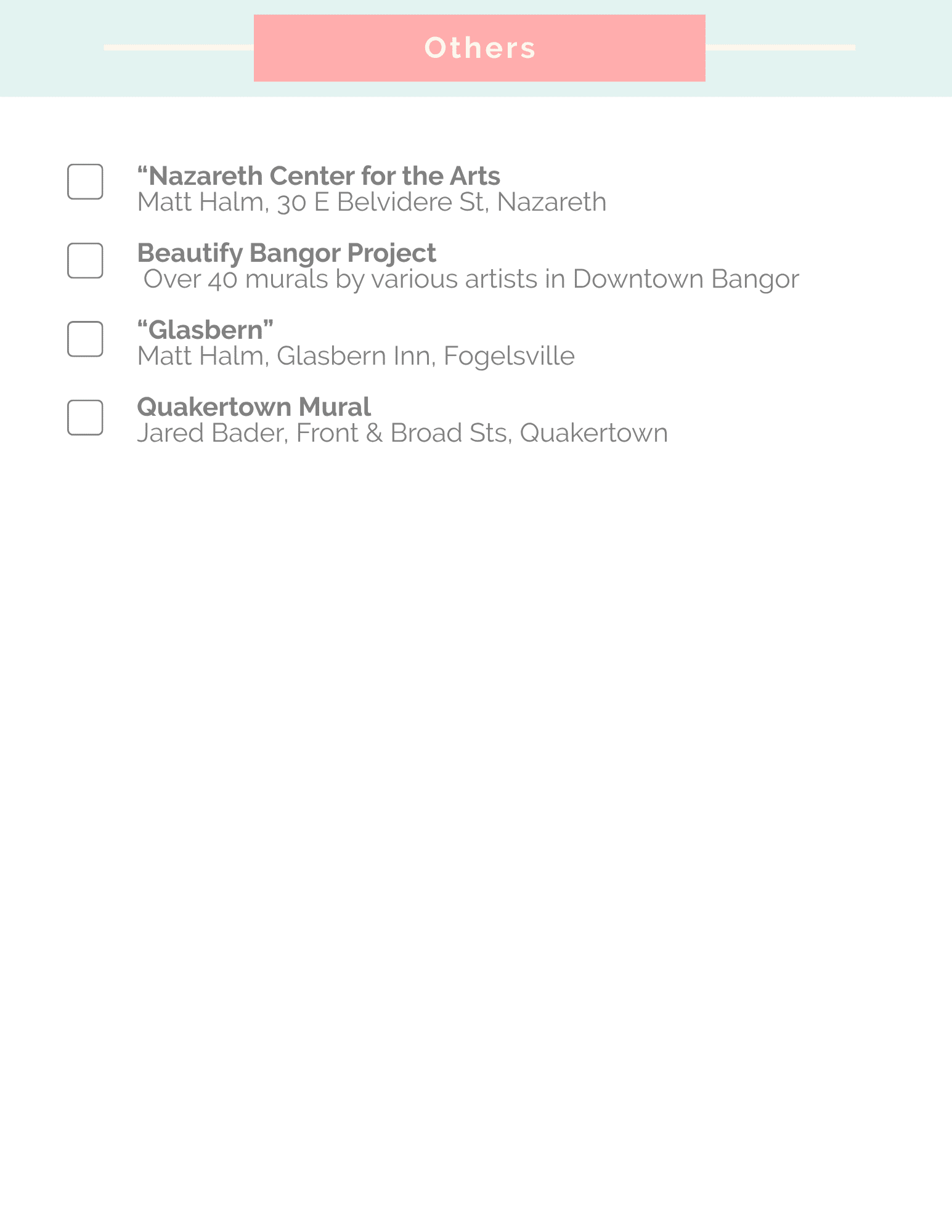 Mural Checklist- Other