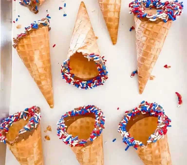 4th of July Chocolate Dipped Ice Cream Cones